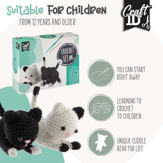 Haakset Amigurumi - Dieren Haken - Creatief Hobby - Alles Inclusief - 140 gram - Multicolor — afbeelding 3