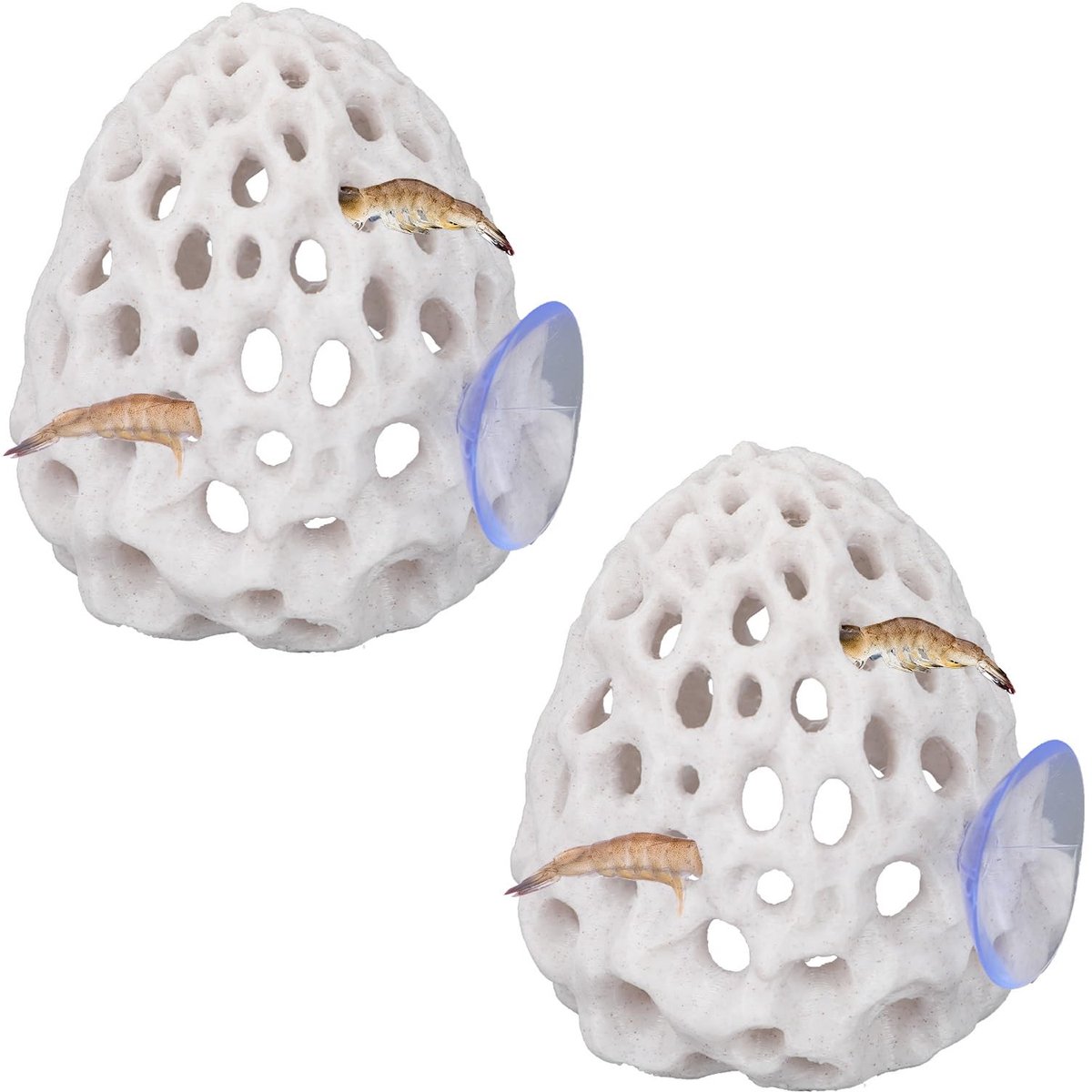 Dailygoods- Garnalenhuis Poreus - 2 Stuks - Schuilhuisje voor Garnalen - Aquariumaccessoires - Betta/Vissen Schuilplaats - Kunststof 7,5 x 6,5 cm - Aquariumdecoratie