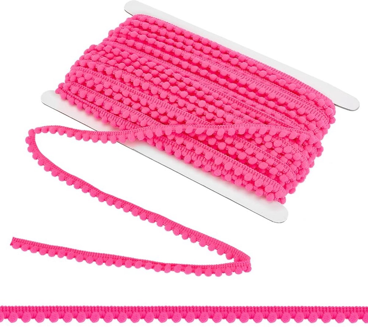 Dailygoods- Ballfranjes 24 Yards - Rode Franjes - 3/8 Inch (10 mm) Breed - Polyester Kanten Band - Voor Naaien en DIY Ambachten - Franje