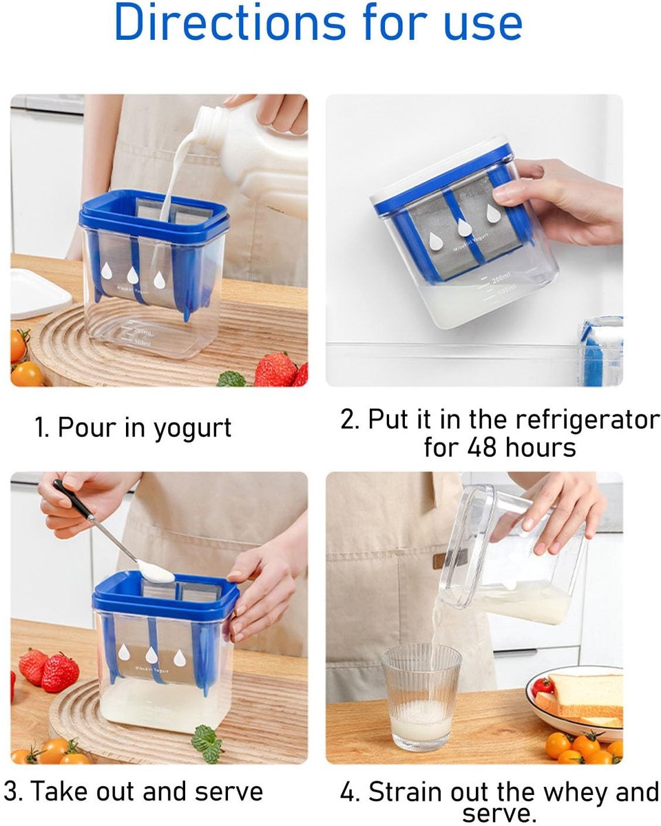 Dailygoods- Yoghurtmaker met grote capaciteit - Yoghurtfilter - Roestvrijstalen zeef - Herbruikbare wei separator - Efficiënt filteren - Duurzaam ontwerp - Yogurtfilter