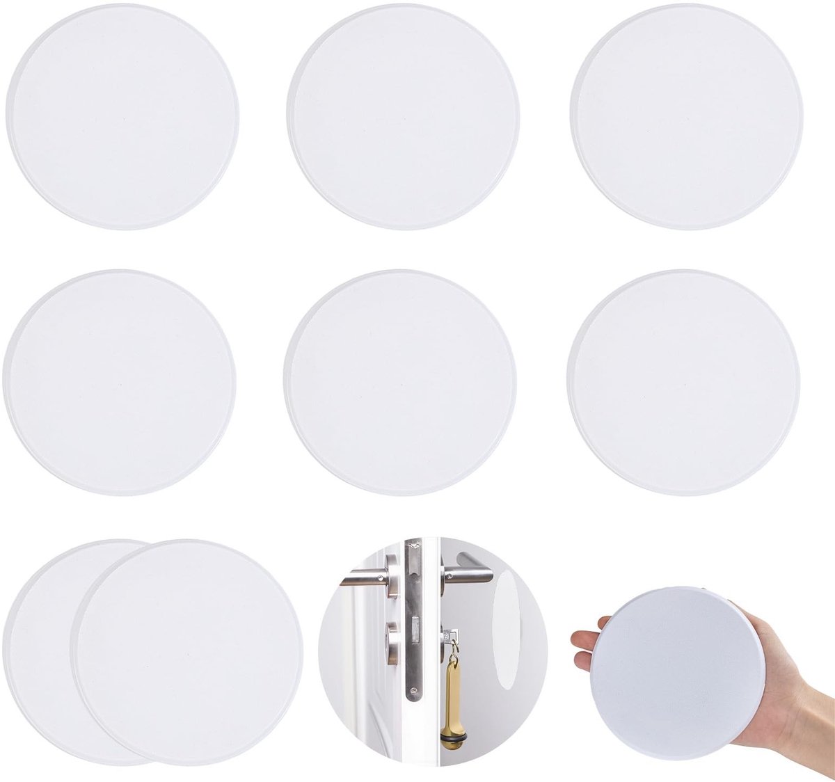 Dailygoods- Deurklinkbeschermer 12 cm - Deurbuffer - Deurstoppers voor binnen - Schokabsorberend - Zelfklevend - Set van 8 - Deurstopper