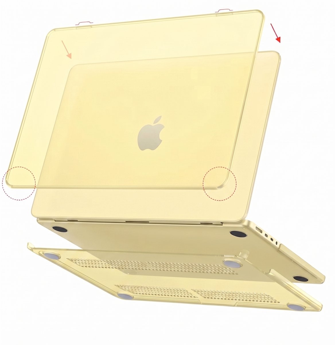 Casemania Hoes Geschikt voor Macbook Neo - Geel - Matte Hardcase Laptop Cover met Ventilatie Geschikt voor Apple Macbook Neo A3404