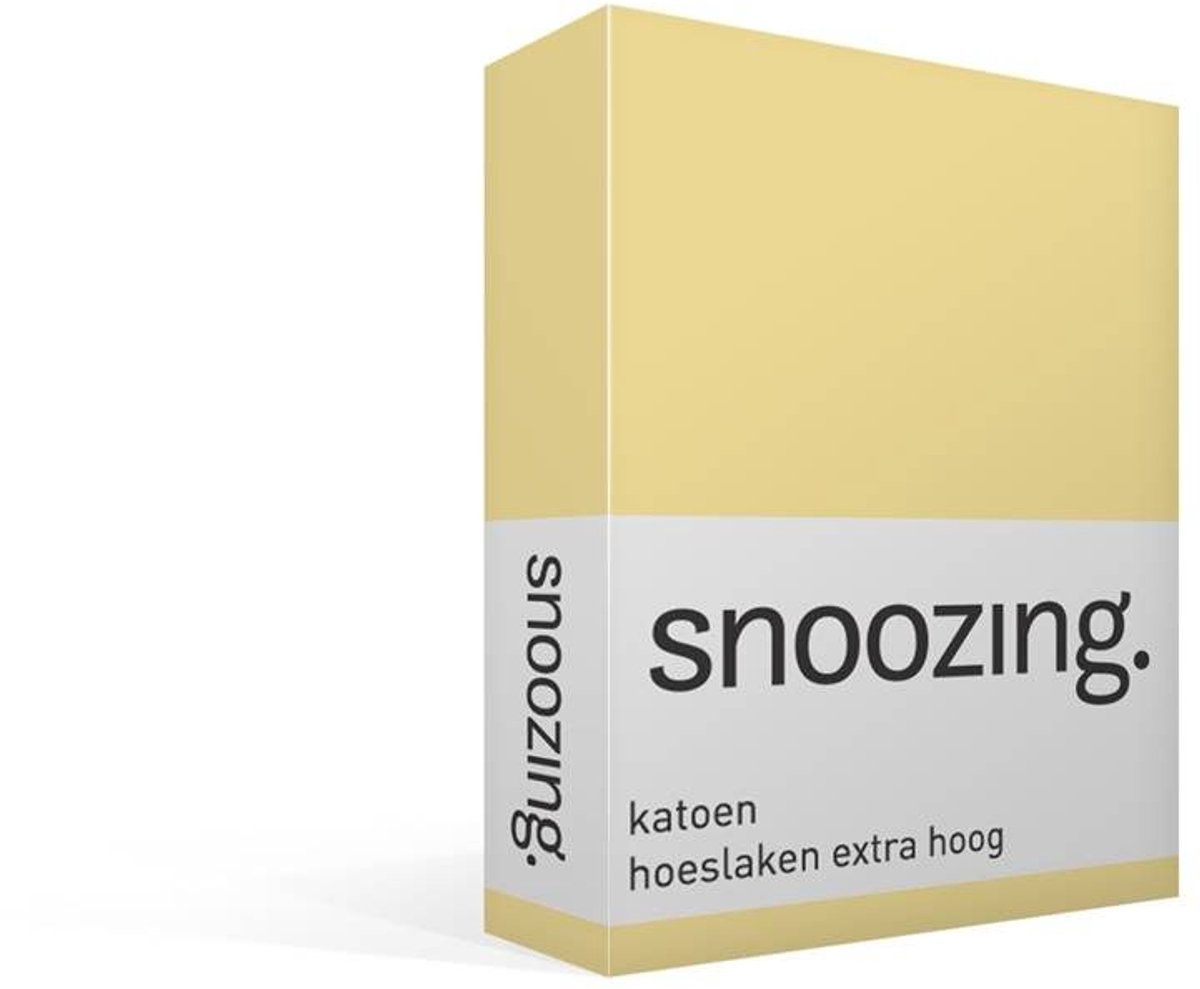 Snoozing Katoen - Extra Hoog - Hoeslaken - Lits-jumeaux - 200x200 cm - Geel