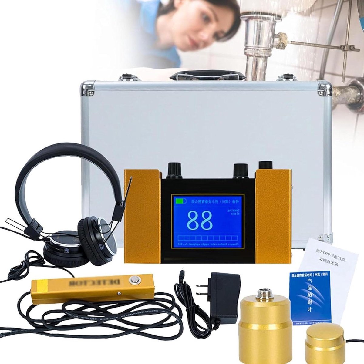 Waterlekkagedetector - Lekdetector Pijpleiding - Lekken Opsporen - Gevoeligheid Instelbaar - 4 Frequentie Modi - Zwart