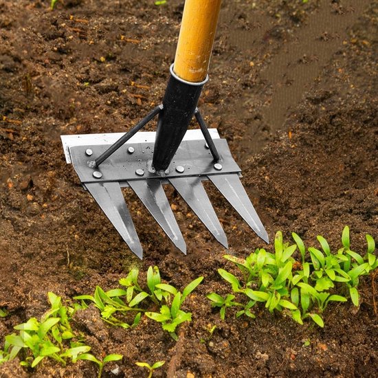 Tuinhark Handmatig - Onkruidverwijderaar - Bodem Bewerken - Dubbelzijdig Staal - 20cm Breed - Metaal van Merkloos	 — afbeelding 5