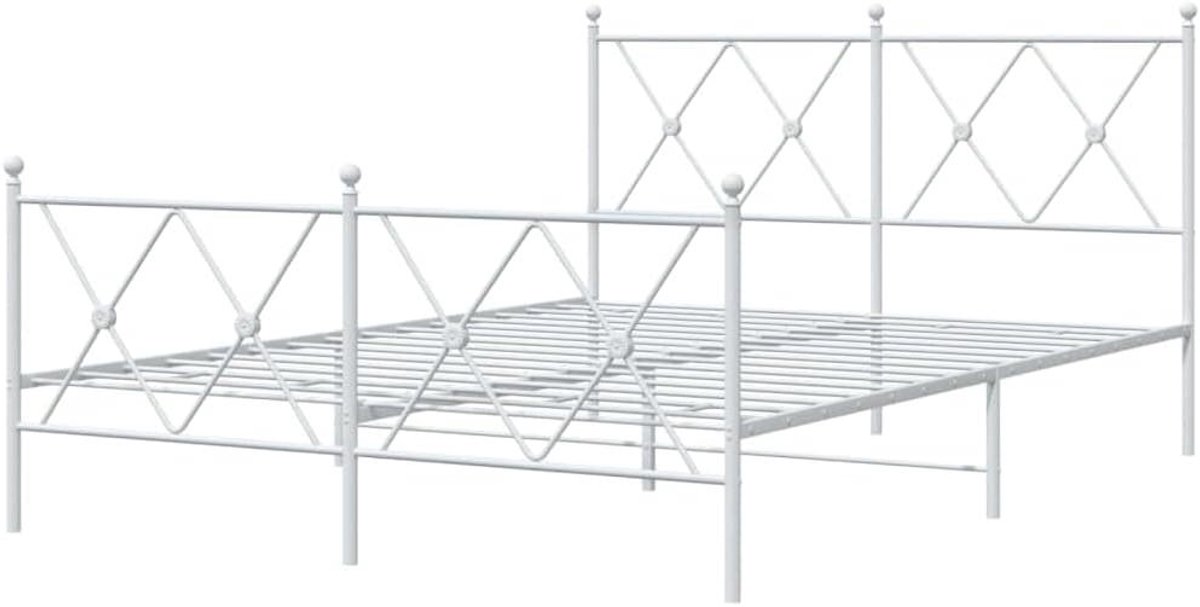 Bedframe met hoofdeinde - Metalen ledikant - Slaapkamer inrichting - Robuuste constructie - 140x200 cm - Wit