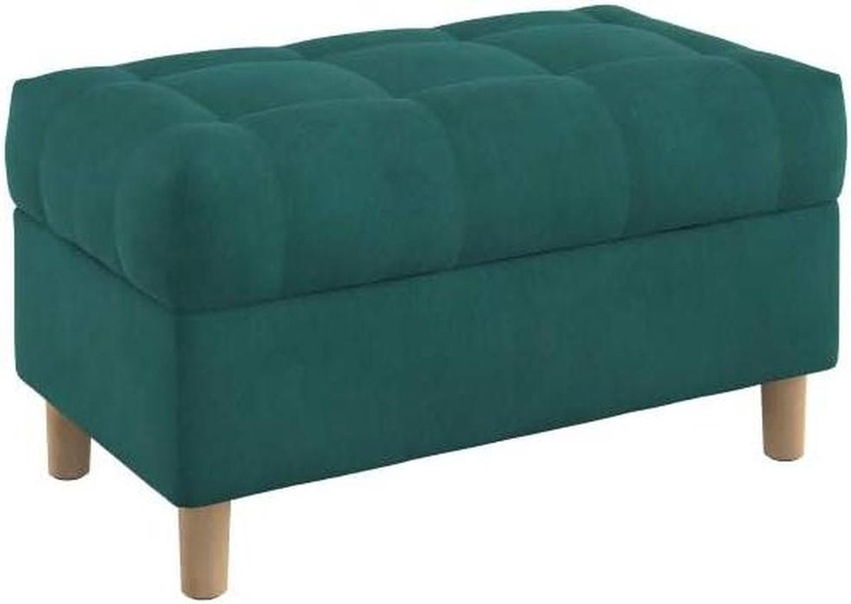 Opbergbankje Gestoffeerd - Voetenbankje Deken Kist - Zitruimte Creëren - Vlekbestendige Stof - 80 cm Breed - Blauw