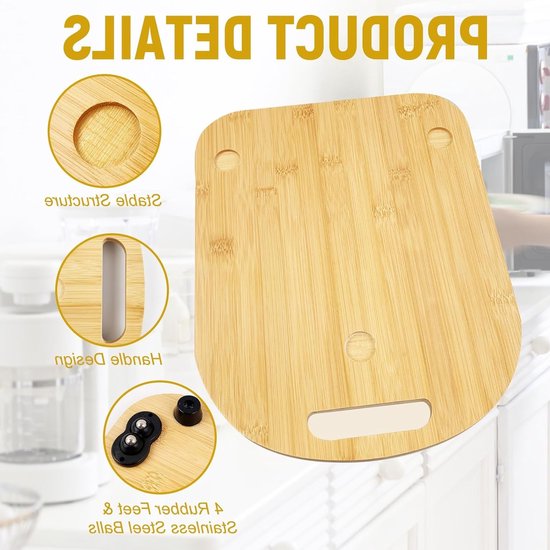 Houten Glijplank 28 x 36 x 1 cm voor Keukenmachines, Geluidsreductie en Snelle Beweging, Ideaal voor Koken en Bakken van Merkloos — afbeelding 2