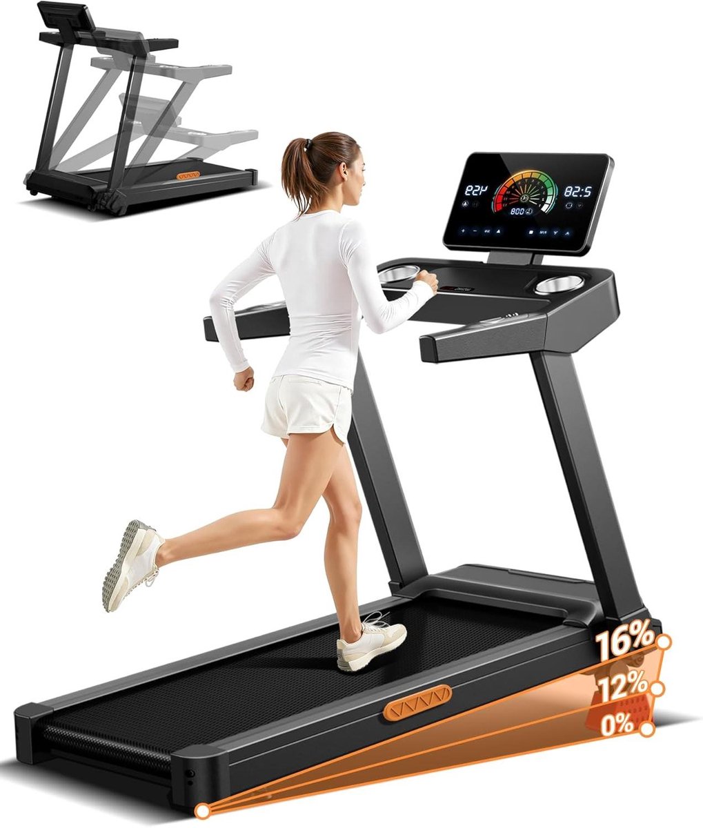 Opvouwbare Loopband - Thuistrainer Hometrainer - Thuis Trainen - 16% Handmatige Helling - 180 kg Draaggewicht - Zwart