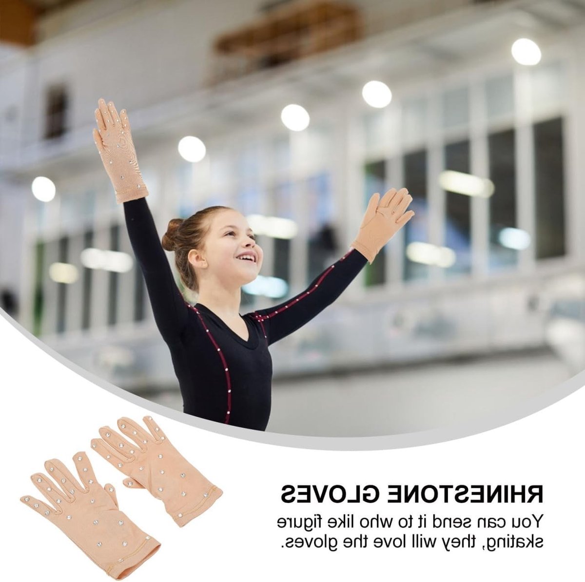 Vrouwen en Meisjes Schaats Performance Handschoenen met Transparante Strass - Antislip Handschoenen voor Kunstschaatsen en Sportactiviteiten