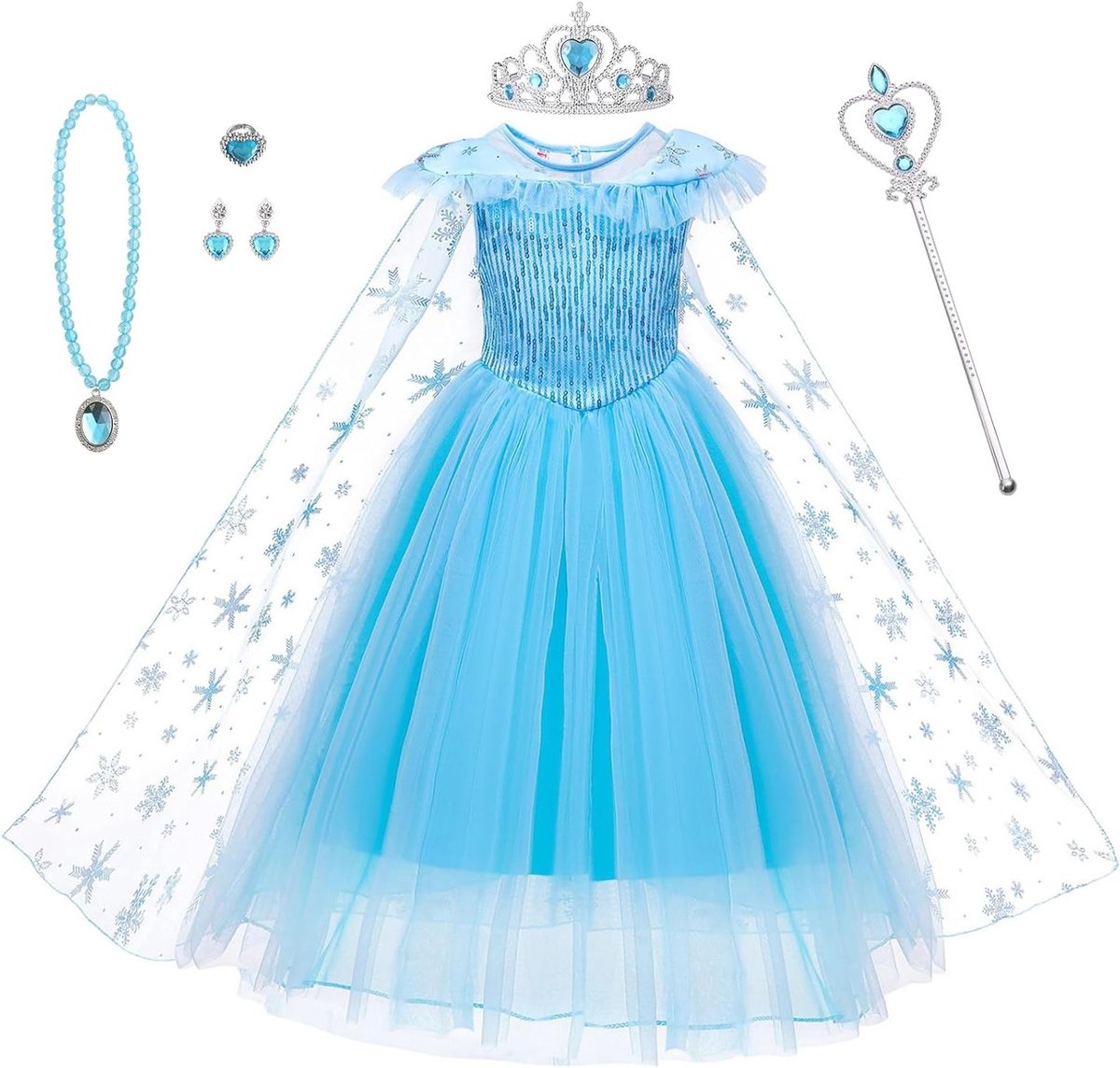 Meisjes Kostuum met Cosplay Accessoires voor Halloween en Carnaval - Prinsessenjurk voor Feestjes en Theatrale Optredens