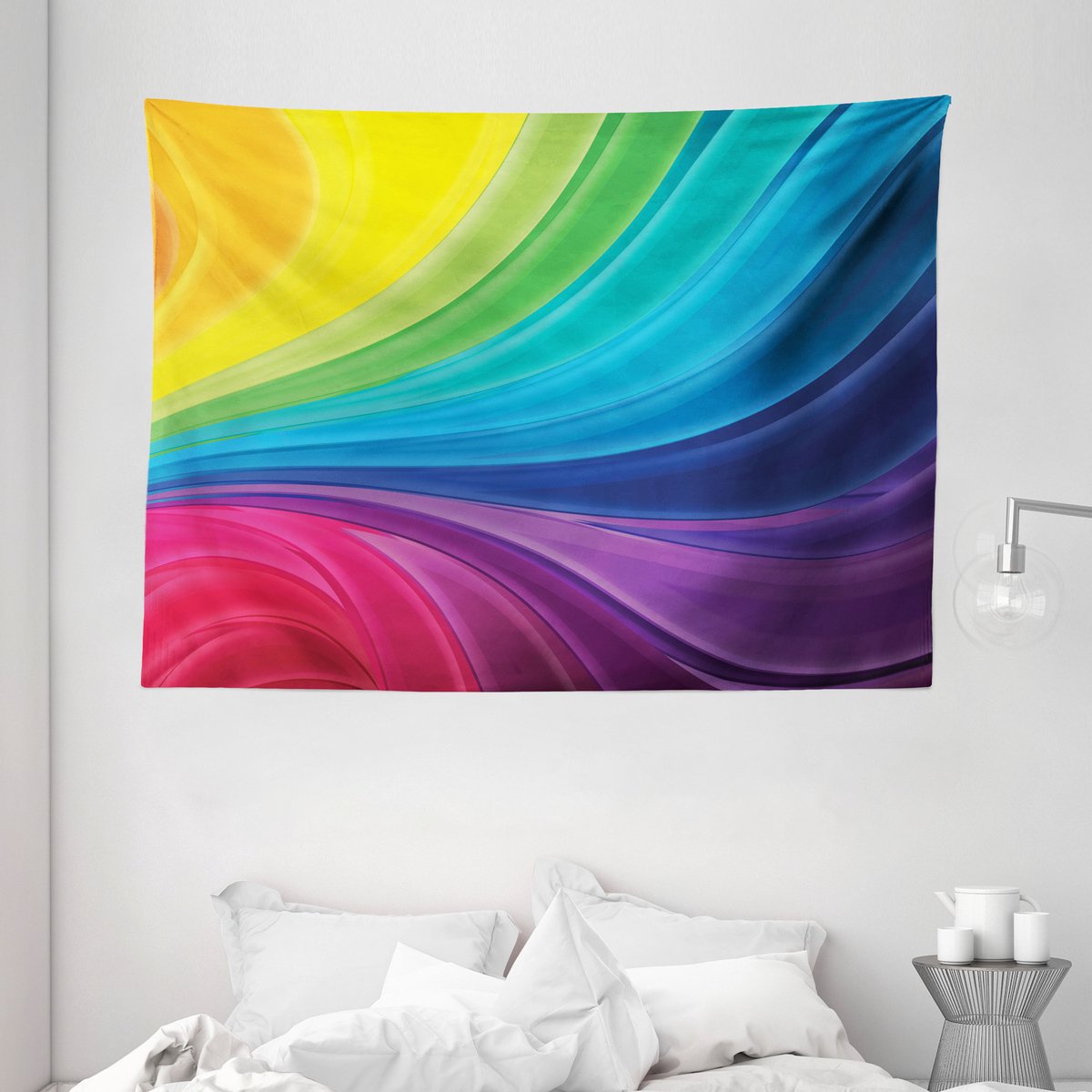 ABAKUHAUS Abstract Wandtapijt en Sprei, Abstracte Gladde Lijnen, 150 x 110 cm, Multicolor Veelkleurig