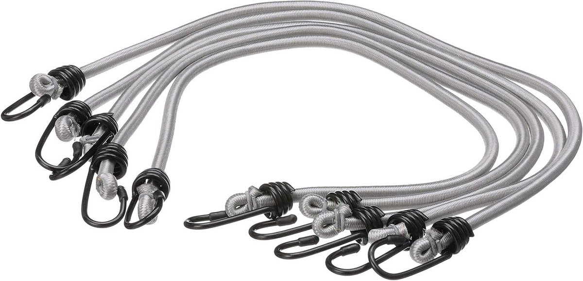 Elastische banden - Spanbanden Bungee - Vastzetten lading - Gecoate haken - 76 cm 5 stuks - Zwart