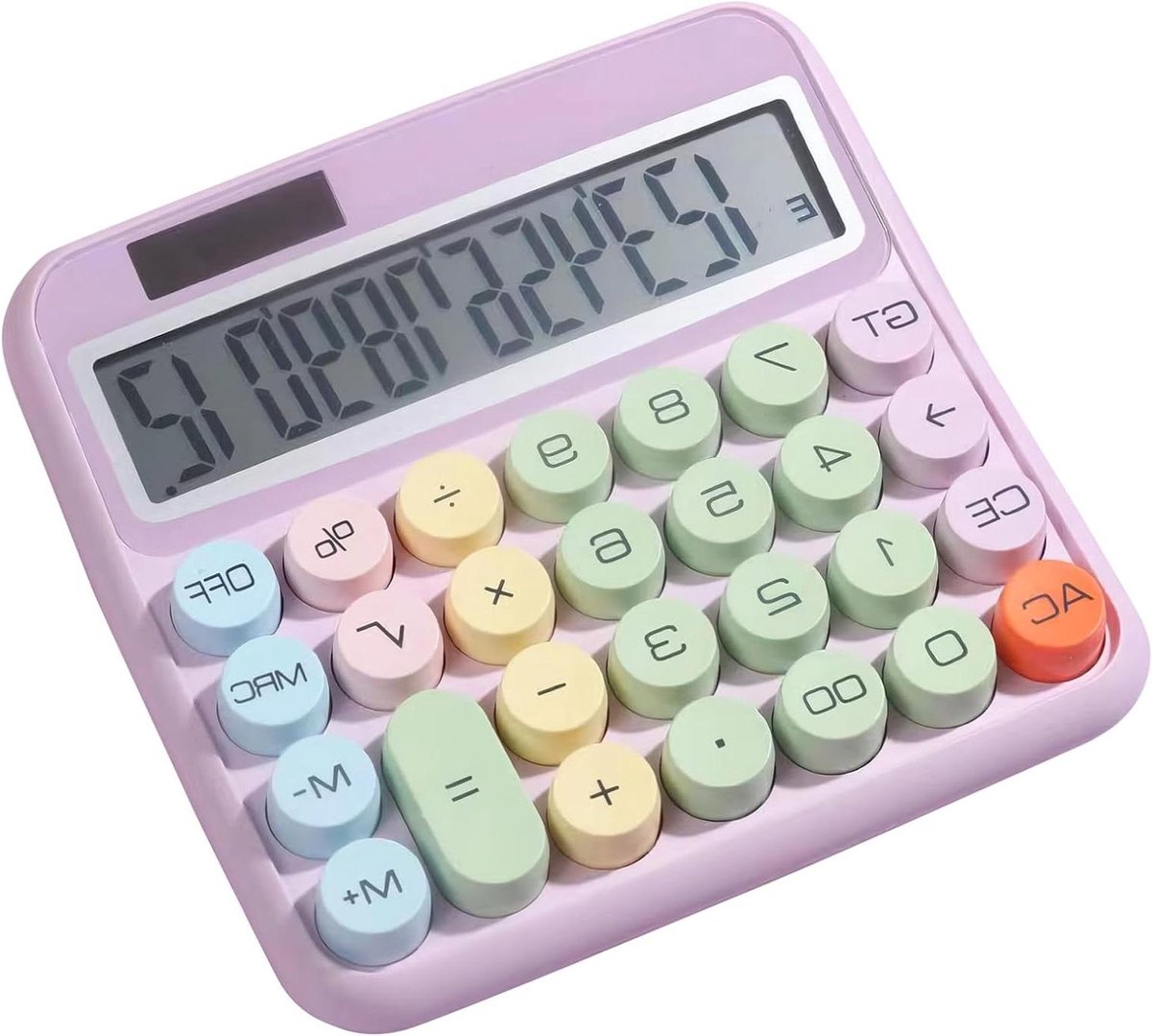 Desktop Rekenmachine - Kantoor Rekenmachine - Dagelijkse Berekeningen - Groot Kanteldisplay - 12 Cijfers - Paars