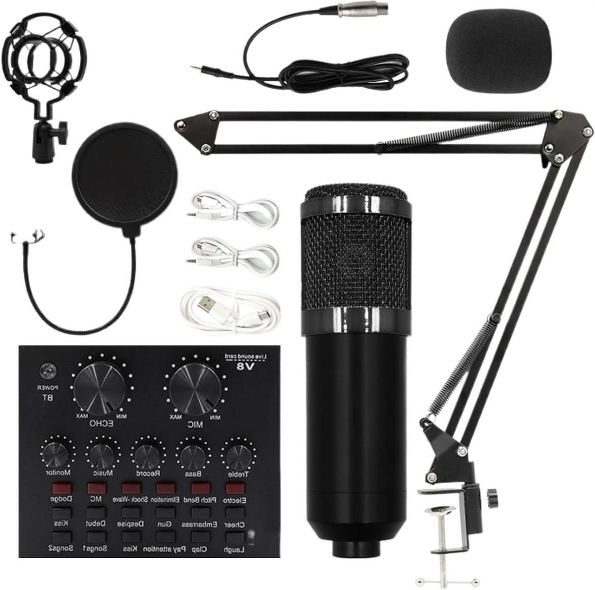 Opname Microfoon Set - Audio Kit - Live Streamen - Hoge Geluidskwaliteit - Compleet - Zwart