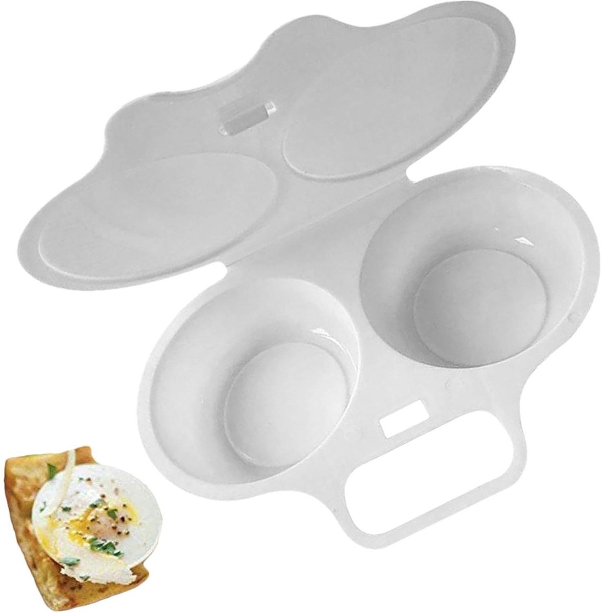 Magnetron eierkoker - Eier stomer - Snel ontbijt - Hittebestendig PP - 16 x 11.5 cm - Wit