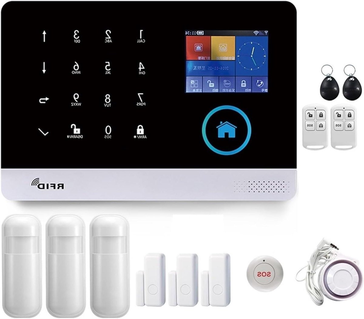 Slim Alarm Systeem - Huisbeveiliging WiFi - Thuis Beveiligen - Touchscreen Bediening - 185x125mm - Wit