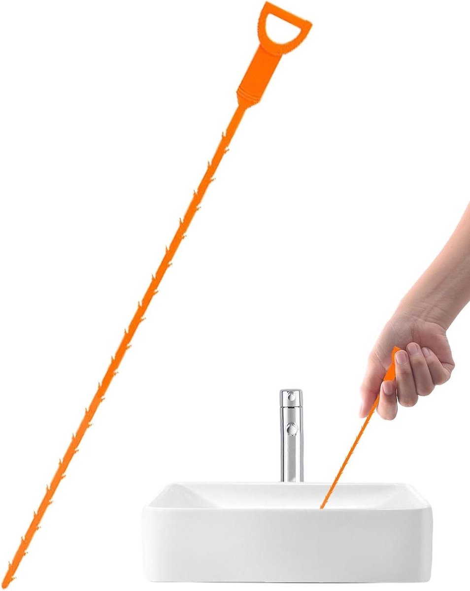 Afvoer Haar Verwijderaar - Gootsteen Ontstopper - Verstoppingen Oplossen - Flexibele Structuur - 50.5 cm - Oranje