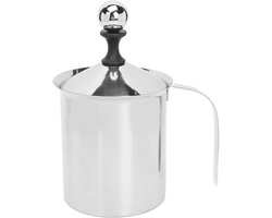 Handmatige Melkopschuimer - Koffie Cremer - Barista Thuis - Dubbelwandig Geïsoleerd - 800cc Capaciteit - Zilverkleurig