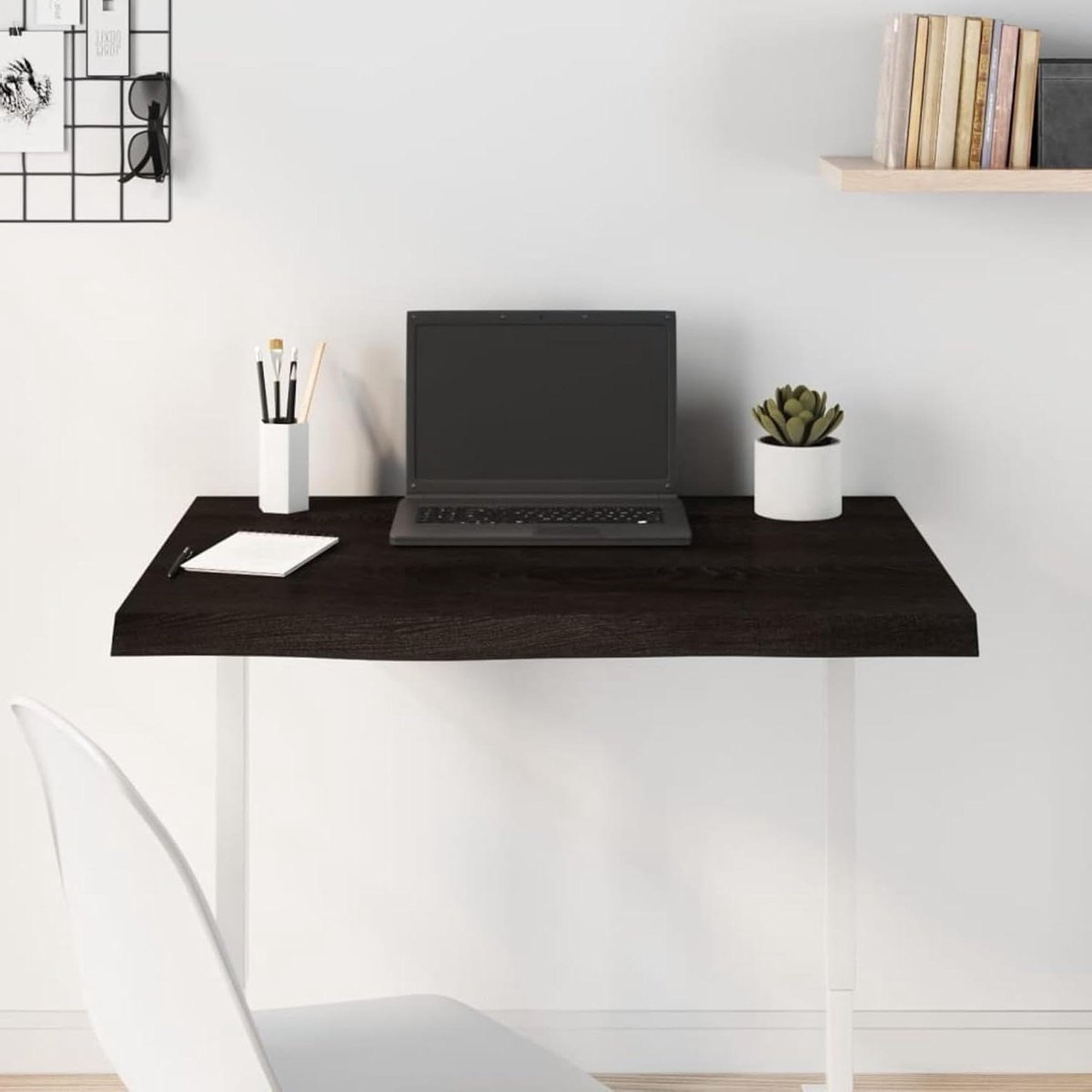 Tafelblad Massief Eiken - Bureau Vervanging - Tafel Vernieuwen - Dichte Nerf Structuur - 80 x 60 cm - Donkergrijs