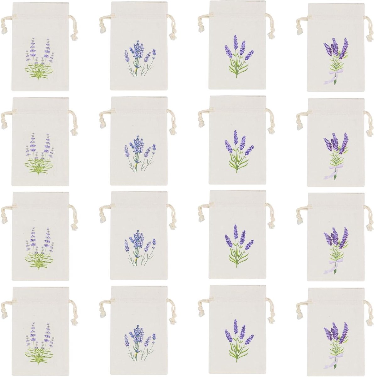 Set van 16 Lege Lavendelzakjes met Trekkoord, Geurzakjes voor Lavendel, Kruidenspecerijen en Aromatische Kruiden