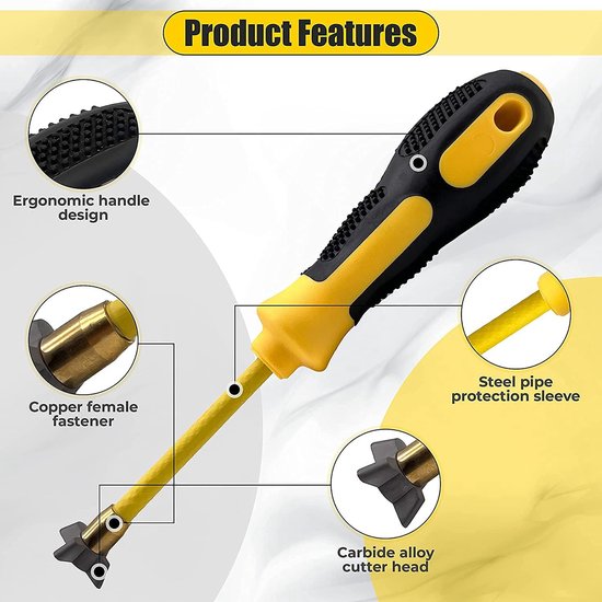 Wortelverwijderaar - Voegensnijder - Tegels voegen - 4-in-1 hardmetalen kop - 20 cm - Zwart geel — afbeelding 5