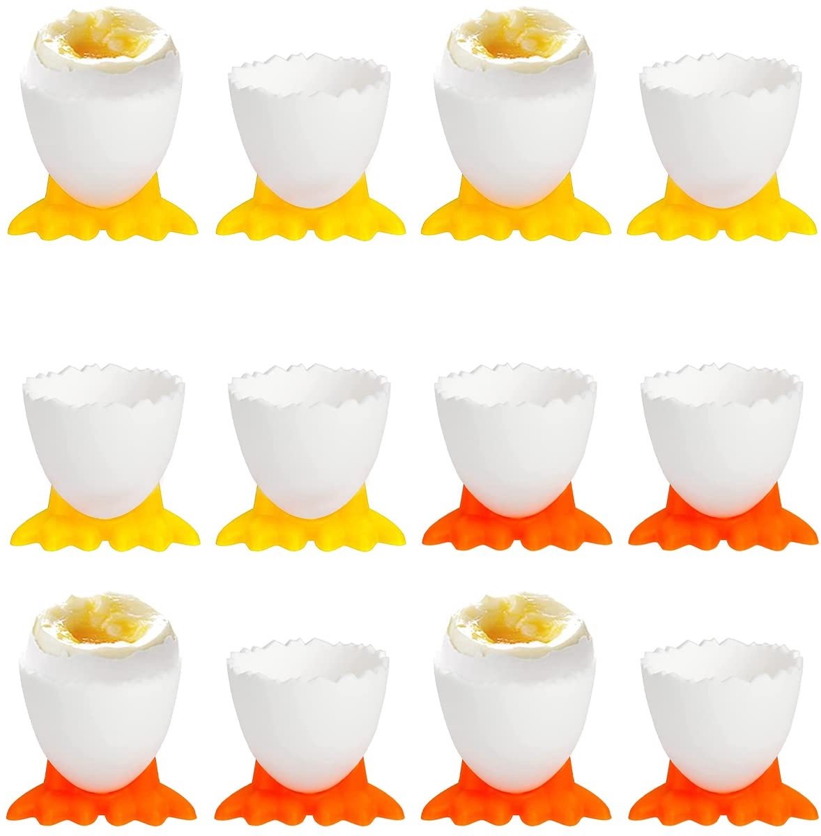 Golden crown - Eierdopjes Set - 12 Stuks Siliconen Eierdopjes - Creatief en Handig - Wit of Zwart - Vaatwasserbestendig - Perfect voor Ontbijt - Geschik...