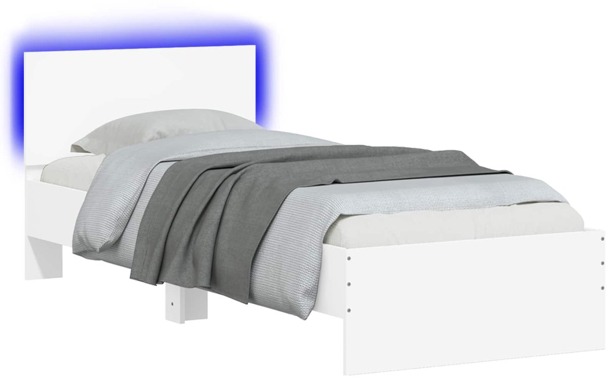 vidaXL - Bedframe - Wit - 80 - x - 200 - cm - Bewerkt - hout