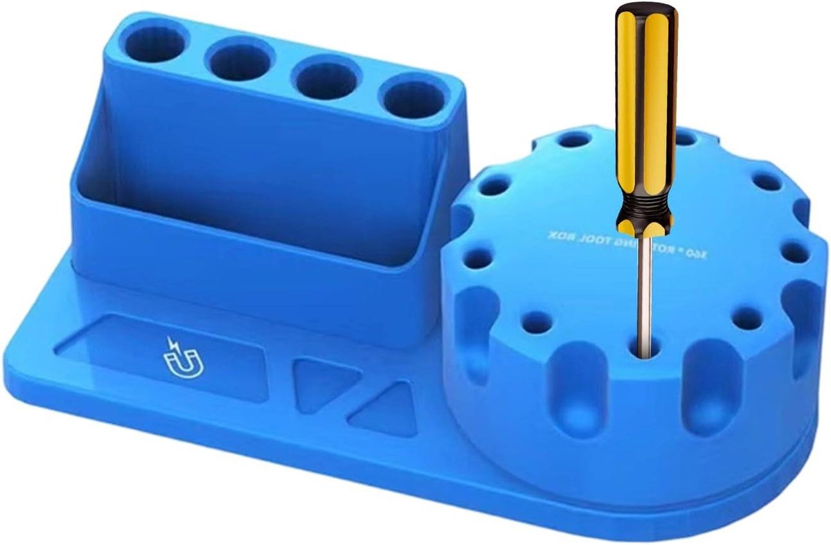 Schroevendraaier Opbergrek - Gereedschap Organizer - Werkplaats Organiseren - 360 Graden Draaibaar - 15x7x5.5 cm - Zwart