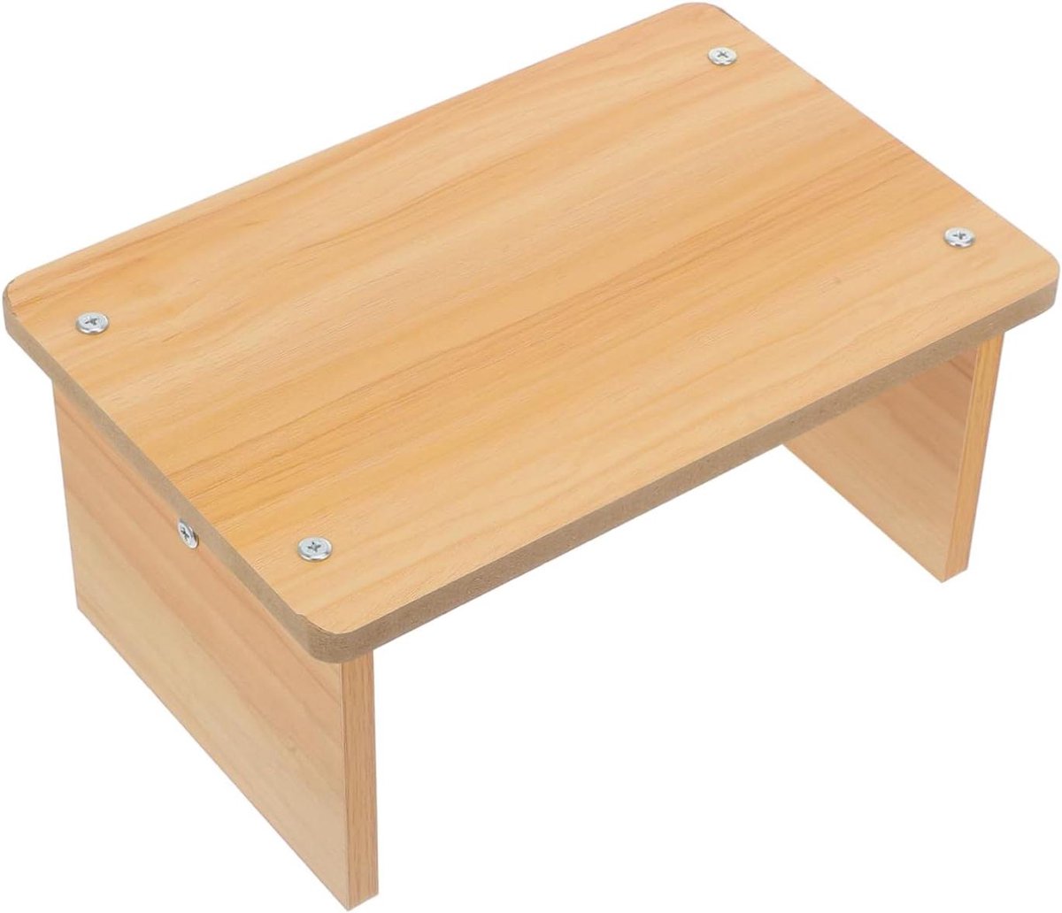 Voetenbankje Hout - Opstapje Krukje - Ontspannen Benen - Antislip Ontwerp - 30x20x13 cm - Khaki