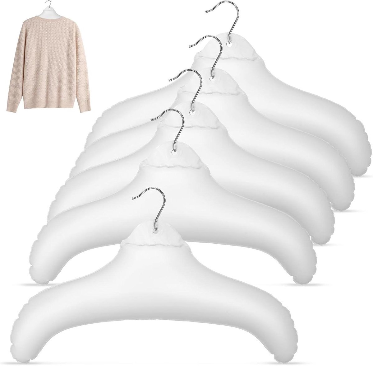 Opvouwbare Hangers - Reishangers Kleding - Kleding Drogen - Opblaasbaar PVC - 5 Stuks - Wit