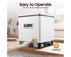 Vaatwasser - Vrijstaand - Slimme tafel-vaatwasser - Bestekmandje - voor thuiskeuken - Draagbaar - Aanrecht - Automatische vaatwasser - 220V - 1500W - Capaciteit 41-60L - Wit