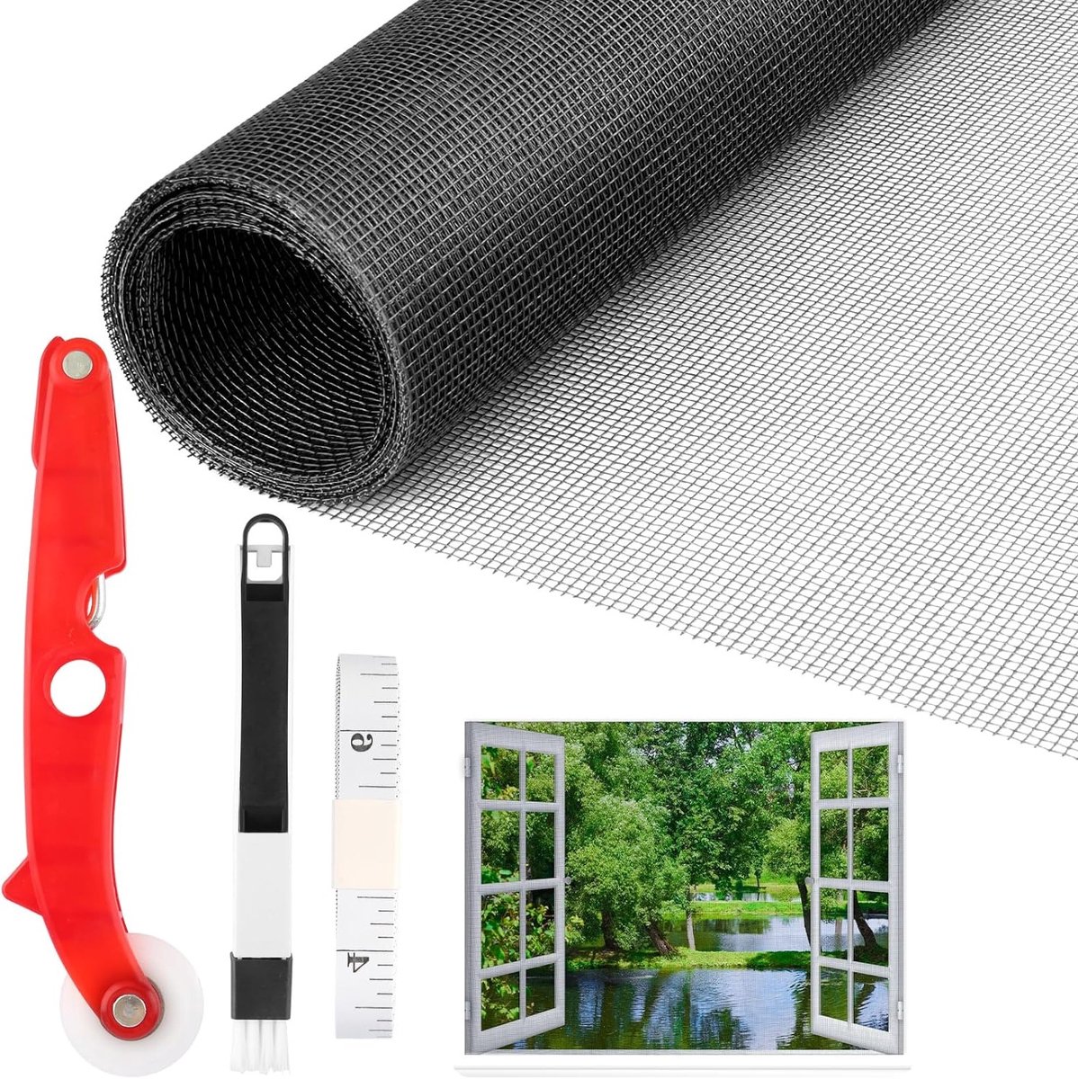 Insectenwerend Raamgaas, 120 x 250 cm, Zwart, Op Maat Te Snijden, UV-bestendig, Vliegenscherm voor Ramen, Muggennet en Accessoires, Ideaal voor Bescherming Tegen Insecten