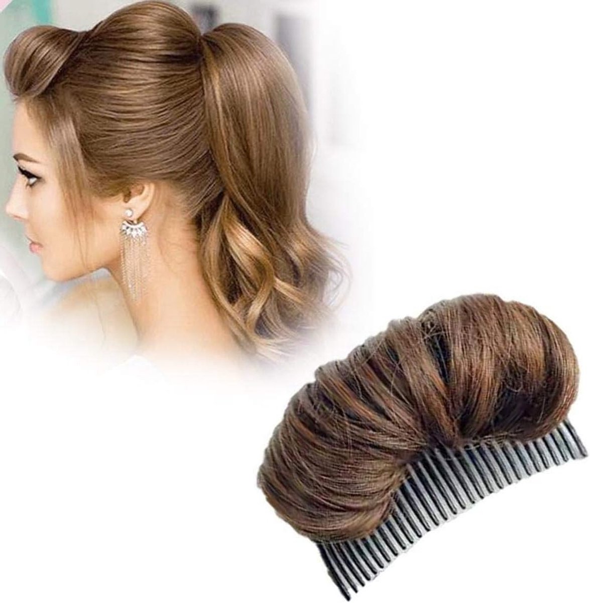 Fluffy Haar Pads voor Volume en Dikte - Haarstyling Tool voor een Volumineuze Look en DIY Kapsels (Lichtbruin)