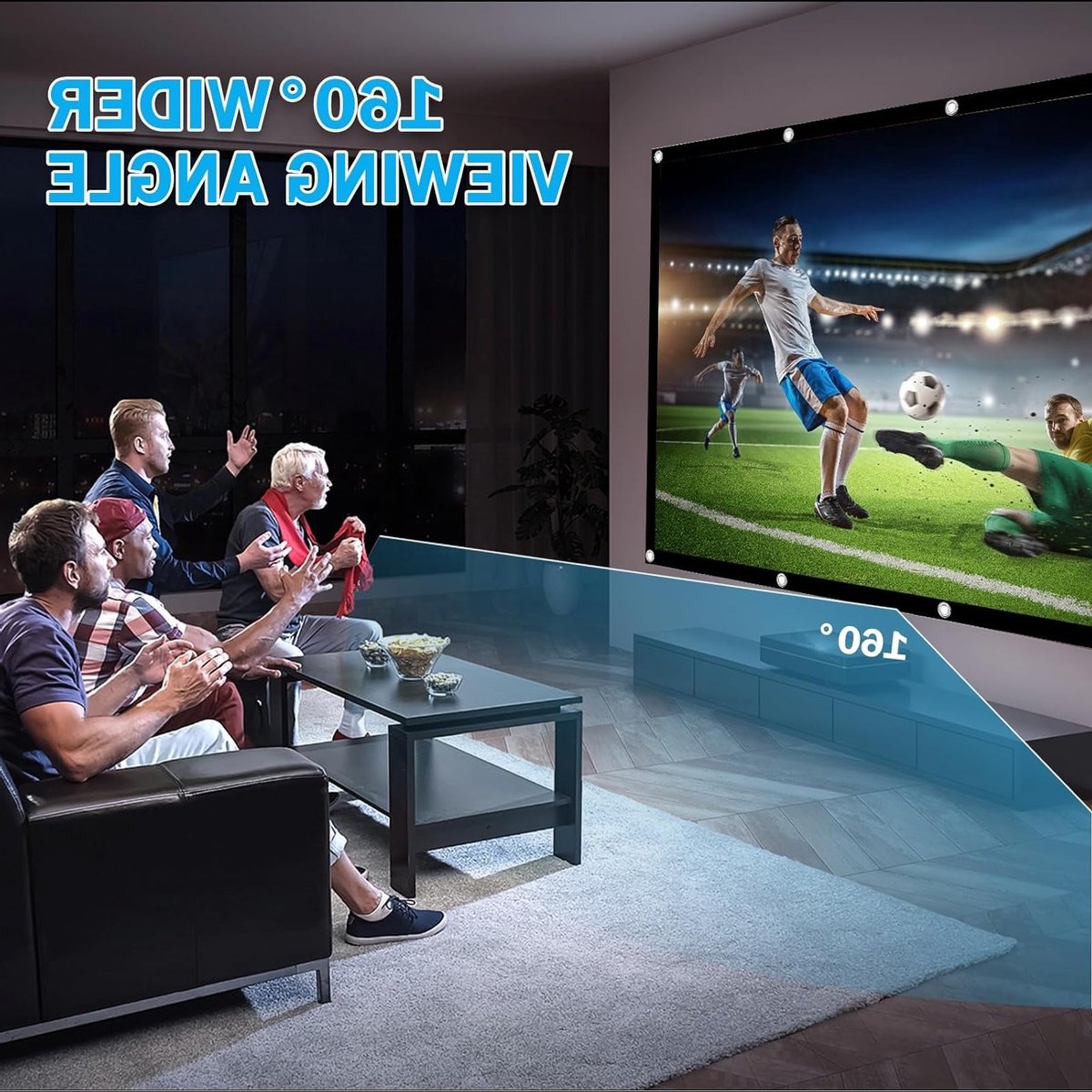 Opvouwbaar 120 Inch Projectiescherm 16:9 voor Full HD en 4K - Dubbelzijdig Scherm met Haken en Touwen voor Thuisbioscoop en Buitenbioscoop