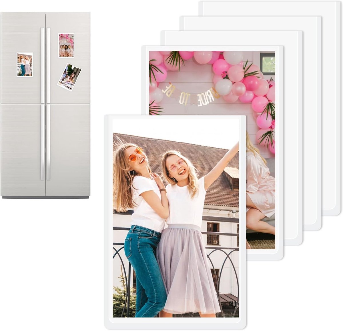 Mini Magnetische Fotolijsten Set van 5 - Persoonlijke Fotolijsten voor Koelkast, Magneten voor Muur en Witbord, Ideaal voor Herinneringen en Decoratie