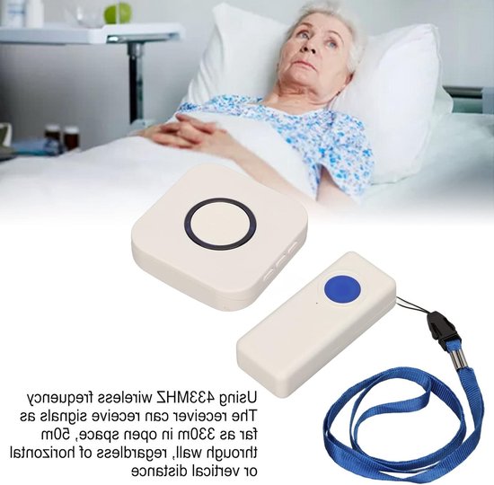 Dailygoody - Caregiver Pager - Draadloos oproepsysteem - IP55 waterdicht - Noodbel en pagerkit - Geschikt voor senioren - Inclusief ontvanger en belkn — afbeelding 4