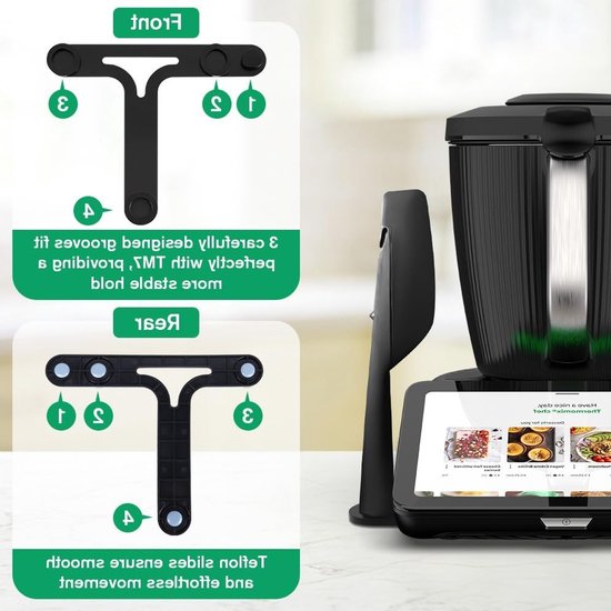 Sliding base voor Thermomix TM7, accessoires met Teflon glijders, spatula houder en stabiele beweging — afbeelding 3