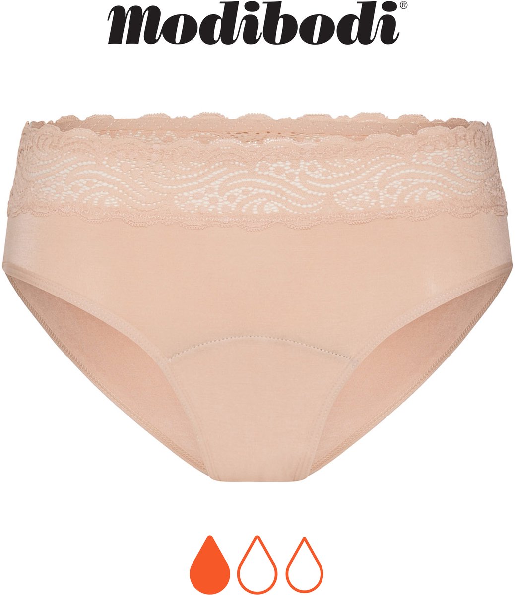 Modibodi Menstruatie Ondergoed Licht Absorberend Dames Hoge Taille Bikinislip Cashew 40
