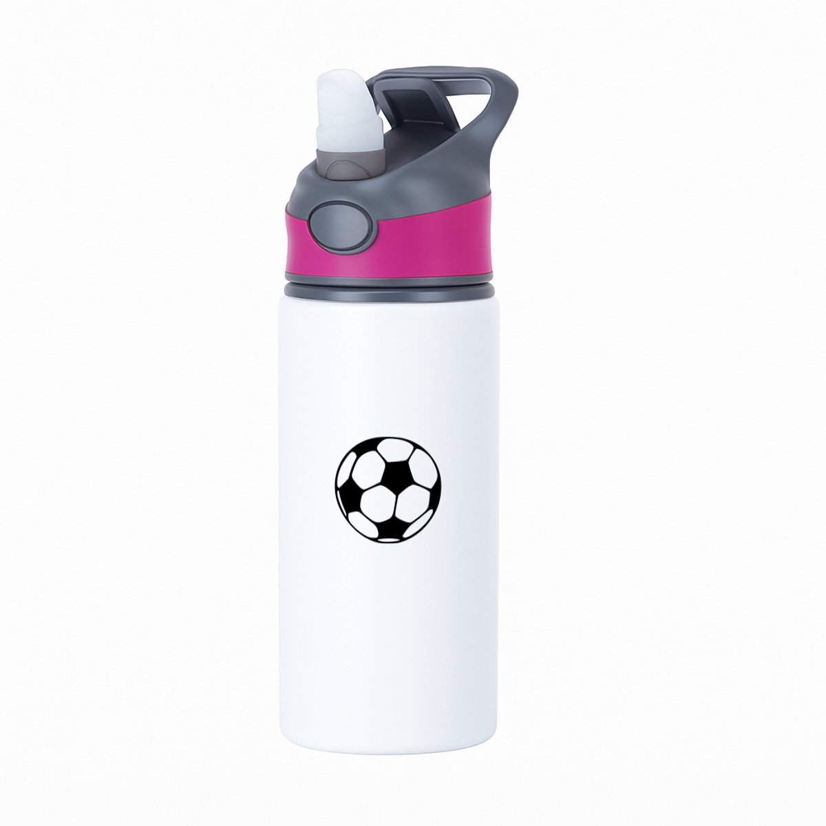 Hacebo® - voetbal waterfles met rietje roze - Voetbal - Voetballer - Voetbalster - voor jongens en meisjes - voetbal - sport - bal - cadeau - kado - geschenk - gift - verjaardag - feestdag - water fles - 650ML