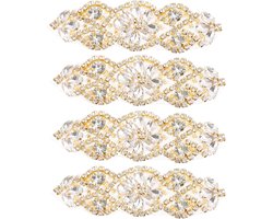 4-delige Rhinestone Applique Set voor Bruidsjurken en Kleding - DIY Patches voor Versiering en Creatieve Projecten
