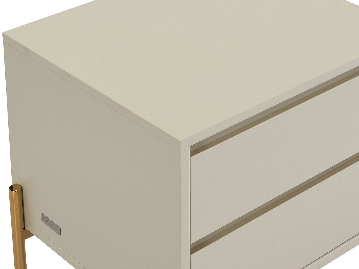 Vente-unique Set van 2 nachtkastjes met 2 lades - MDF en metaal - Beige en goud - KORASA