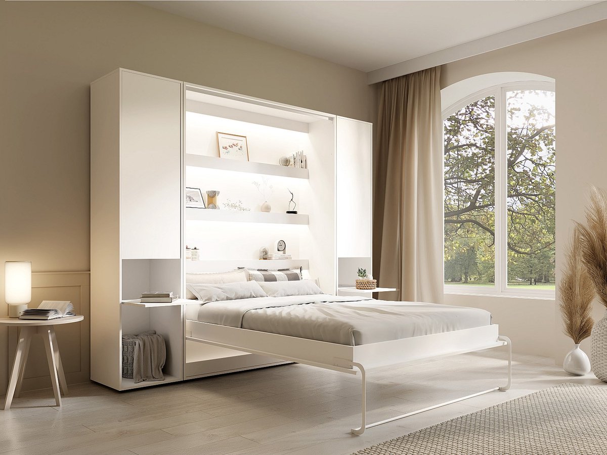 Vente-unique Bedkast hout wit 140 x 200 cm