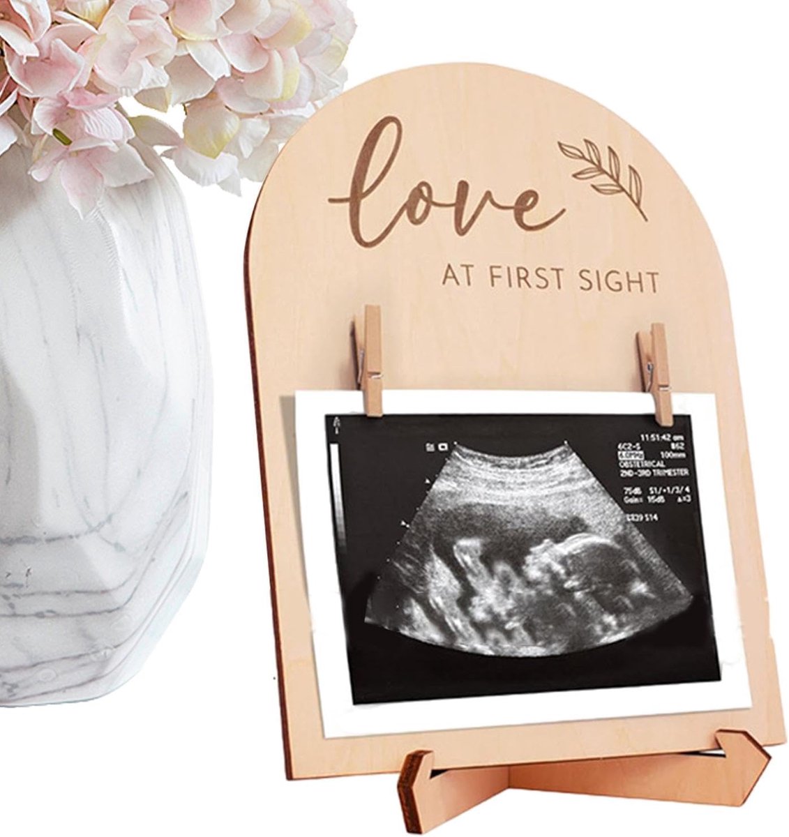 Set van 2 echofotolijstjes / Lijsten voor baby-echo's - Dubbelzijdig displaypaneel - Stevige lijst voor zwangerschapsaankondiging / Fotodisplay / Aankondigingsbord