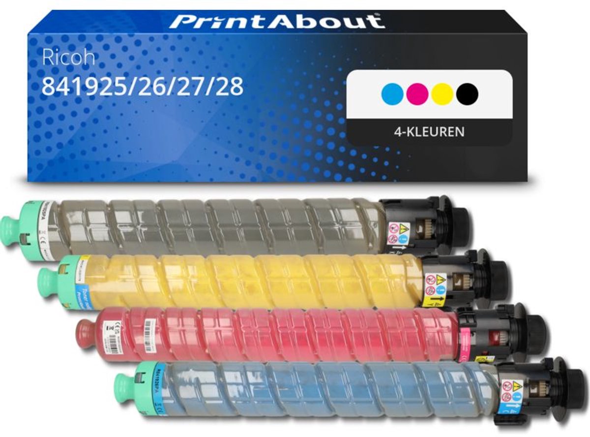 PrintAbout huismerk Toner 841925/26/27/28 (MP C2503) 4-kleuren Multipack Hoge capaciteit geschikt voor Ricoh