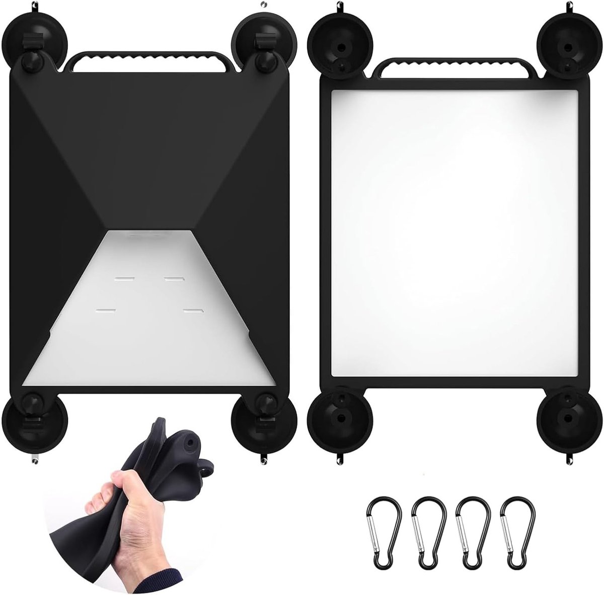 Mini Auto Houder voor Suction Cup Montage | Sterke Zuigkracht tot 15 kg | Vibration Dampende Silicone | Inclusief 4 Karabiners en Beschermhoes voor Stabiele Bevestiging