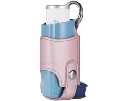 Astma Inhalator Houder van Faux Leer, Lichtgewicht Draagtas met Carabiner Haak, Geschikt voor Ventolin Inhalator, Ideaal voor Reizen en Bescherming, Roze Goud