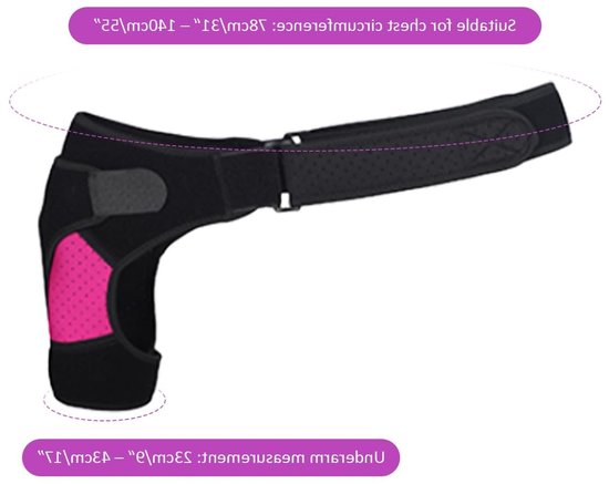 Verstelbare Schoudersteun met Duwpad, Neopreen Schouderbanden voor Artrose, Unisex Ondersteuning voor Links en Rechts, Comfort en Stabiliteit (Roze) — afbeelding 5