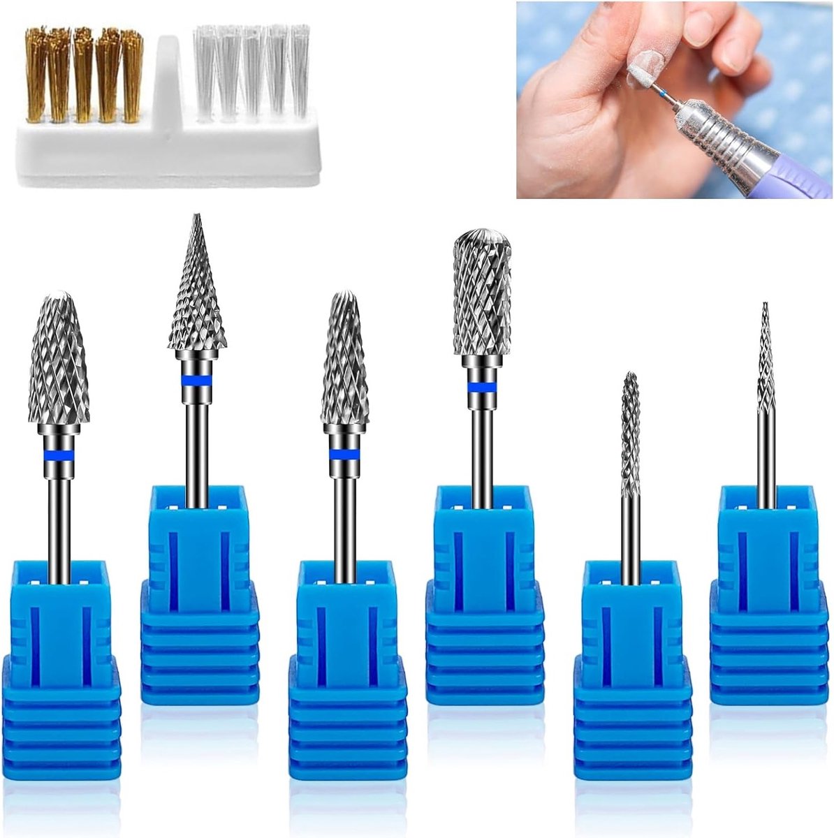Professionele Nagelfrees Bits Set van 6 Stuks voor Manicure en Pedicure - Tungsten Stalen Cutter Accessoires