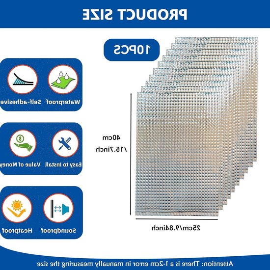 10 Stuks Aluminium Butyl Zelfklevende Anti-Bump Mat voor Auto Geluidsisolatie en Warmtebescherming 40cmx25cm — afbeelding 3